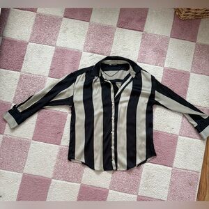 Zara-Cream Striped Button Down Shirt